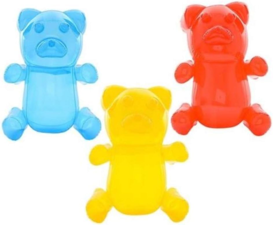 Gummy Bear Inflatables | 3 Pc Set | 24 Inch Inflate Blue, Yellow, Red