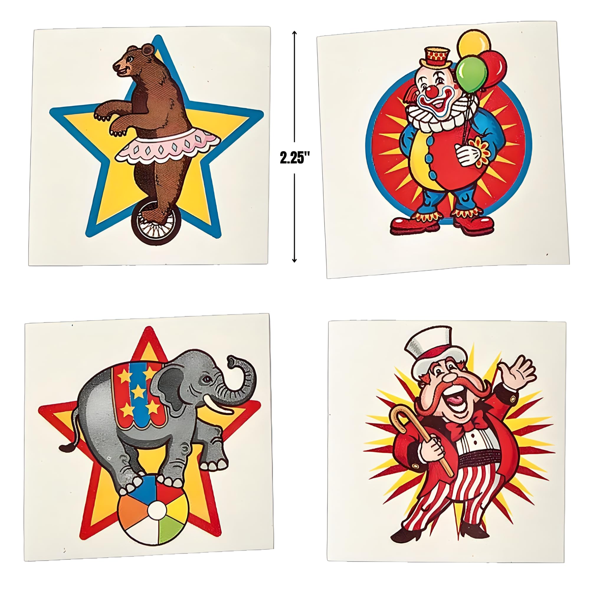 Fun Express Carnival Big top Circus Tattoos | 2 Inch- VBS Vacation Bible School Supplies/Decor - 72 pieces