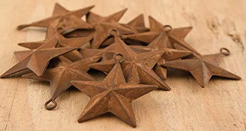 Rustic Metal Barn Star Ornaments | Rustic Country Christmas Tree Tin Ornaments | 2 inch |