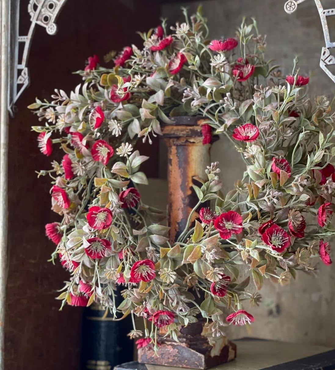 Flower Candle Ring Set of 2-13 Inch with 6 Inch Center - Faux Greenery Floral Julep Blooms