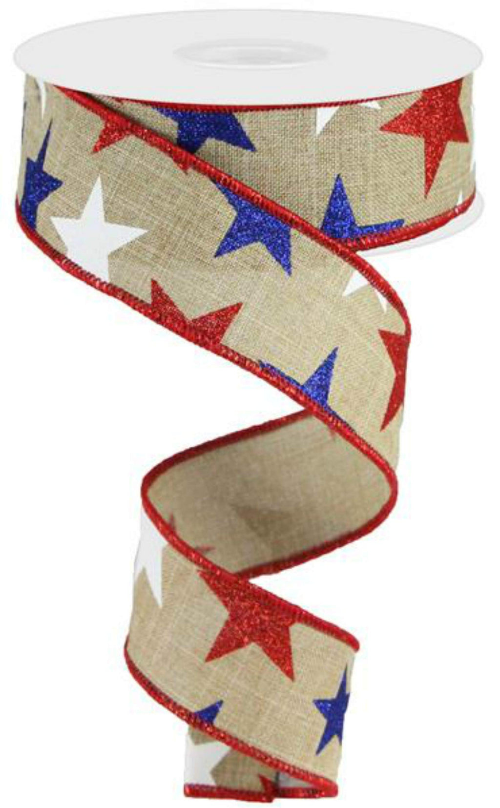 Glittered Stars Wired Edge Ribbon - 10 Yards