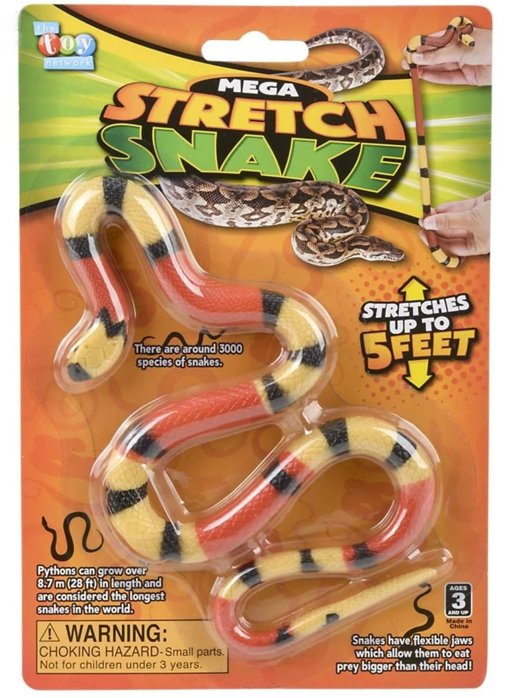 HAPPY DEALS ~ Stretch Fake Snake Toy 22 inches, Extends to 5 Feet
