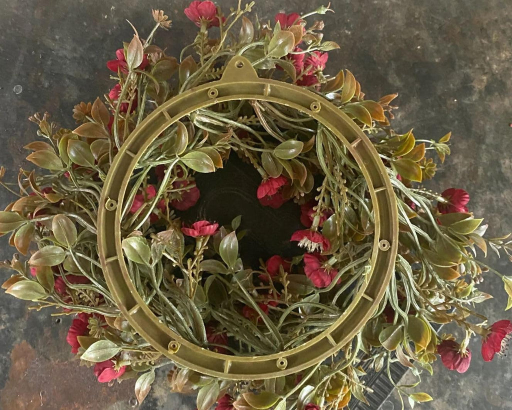 Flower Candle Ring Set of 2-13 Inch with 6 Inch Center - Faux Greenery Floral Julep Blooms