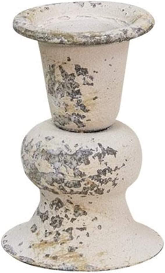 White Antiqued Candle Holders 5.5 inch