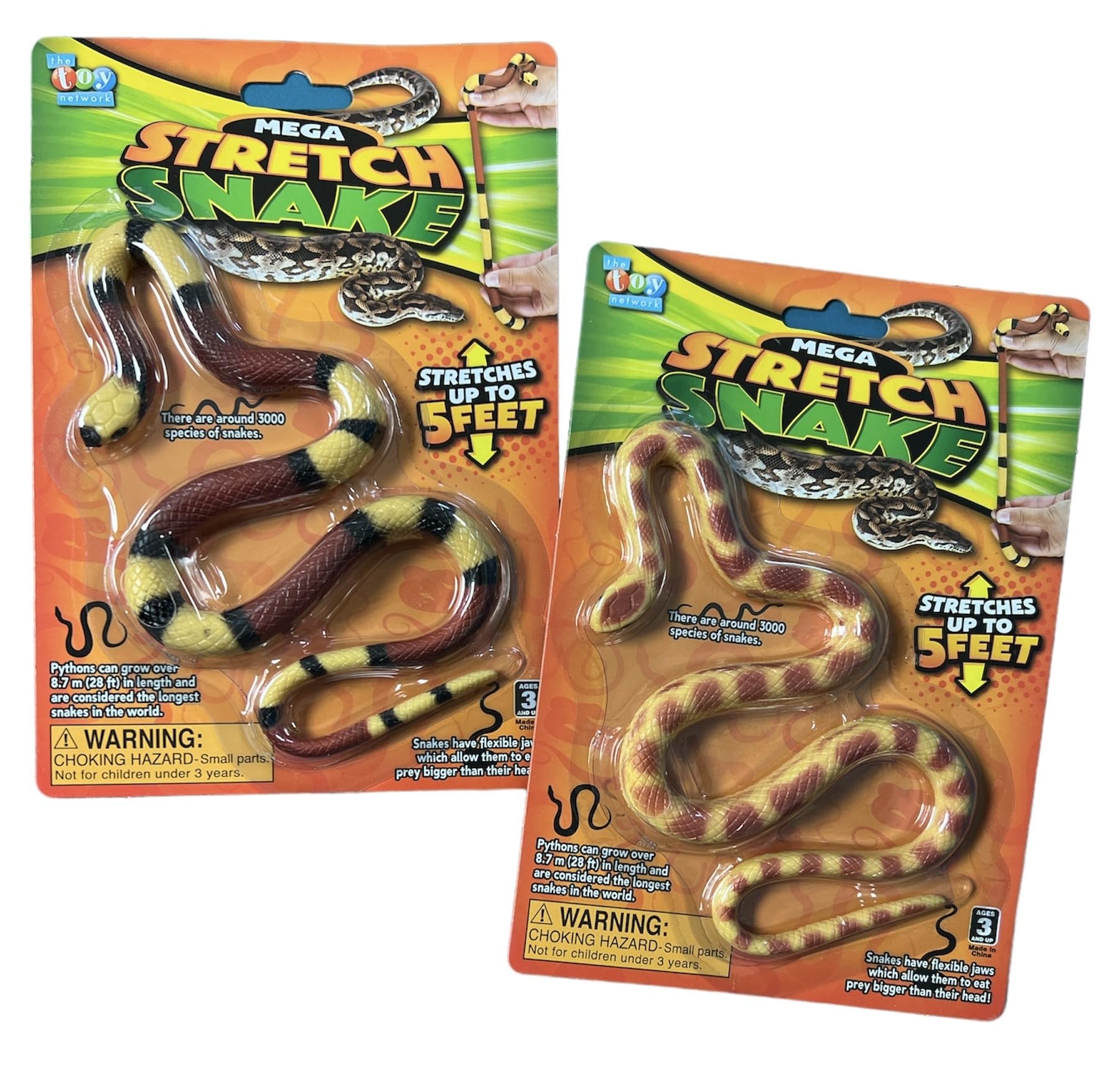 HAPPY DEALS ~ Stretch Fake Snake Toy 22 inches, Extends to 5 Feet