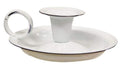 White Enamel Taper Candle Holders