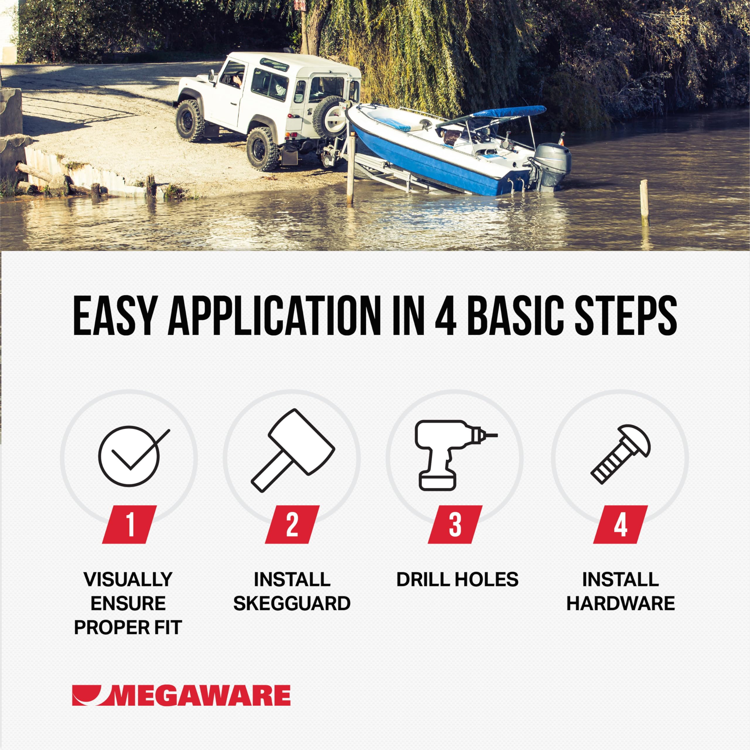 MEGAWARE KEELGUARD 27081 SKEGGUARD Fits OMC Suzuki Evinrude Outboard Motors (See Listing for Fitment Details) 316 Marine-Grade Stainless Steel Guard Protector with Drain, Prevents Skeg Damage, DIY