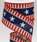 Bold Stars & Stripes Ribbon - 2.5" x 10 Yards - Cream, Red, Blue by Craig Bachman