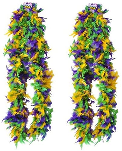 HAPPY DEALS ~ Mardi Gras Boas | 2 Pack | 6 Foot | Purple Green