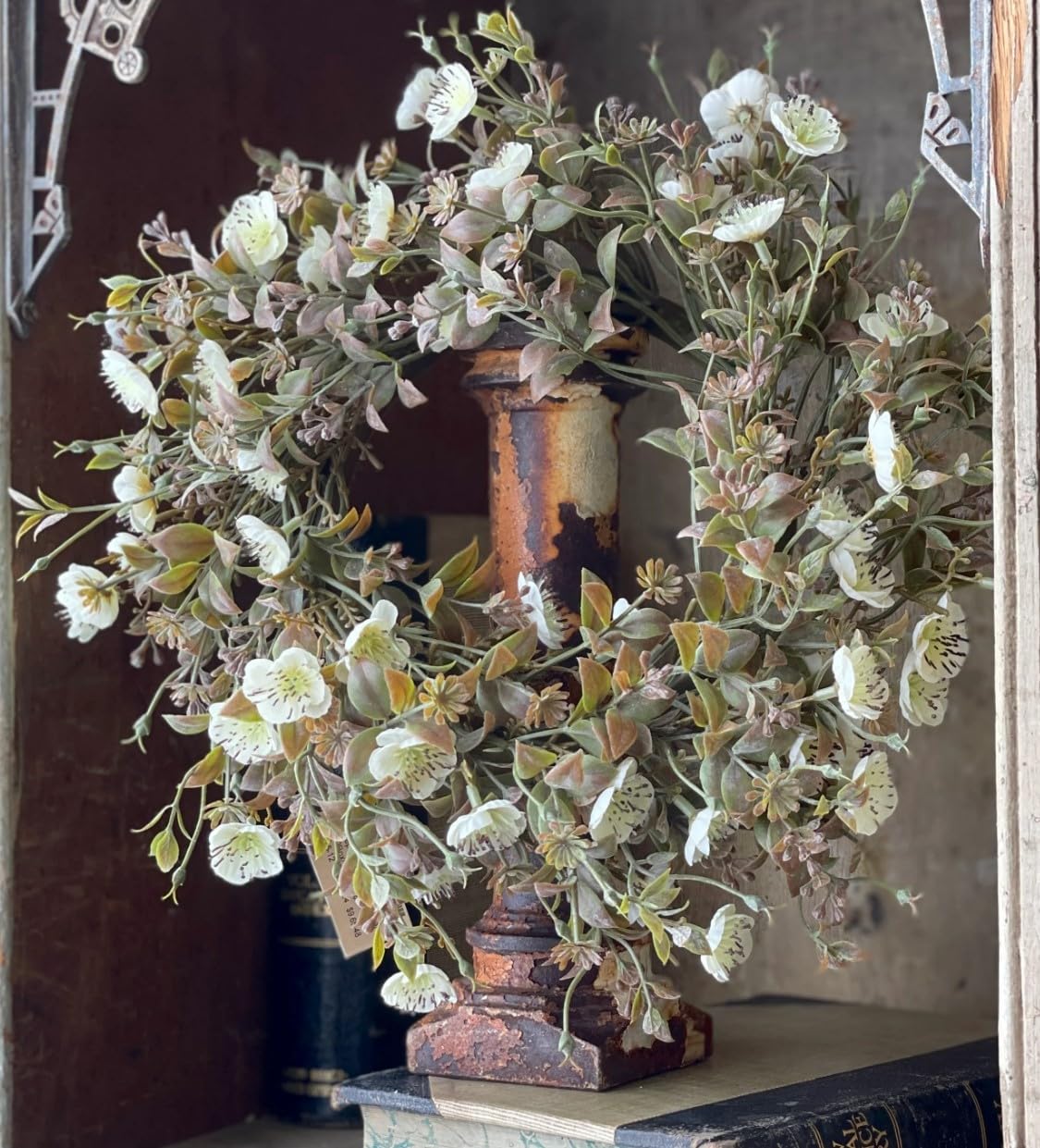 Flower Candle Ring Set of 2-13 Inch with 6 Inch Center - Faux Greenery Floral Julep Blooms