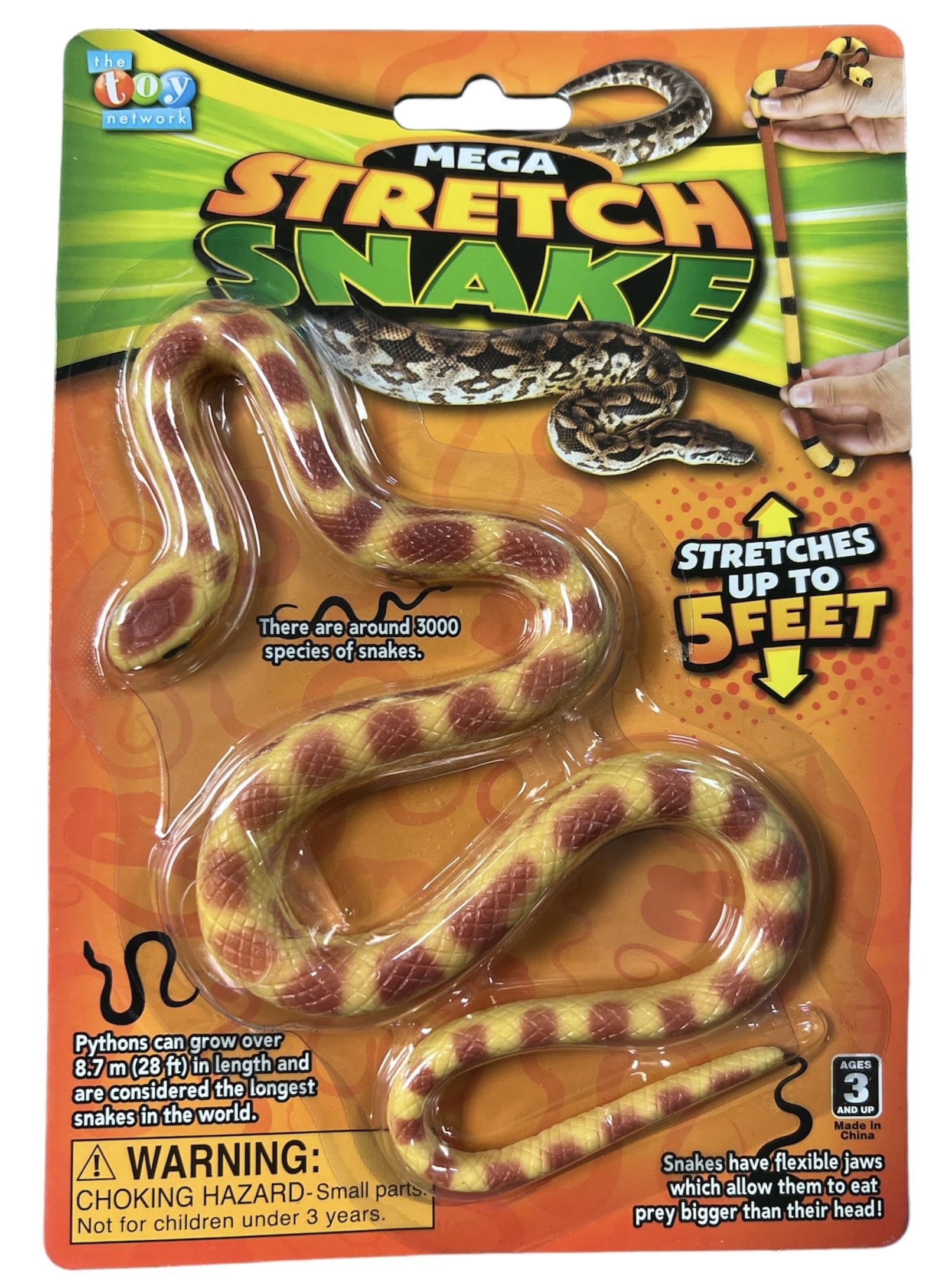 HAPPY DEALS ~ Stretch Fake Snake Toy 22 inches, Extends to 5 Feet