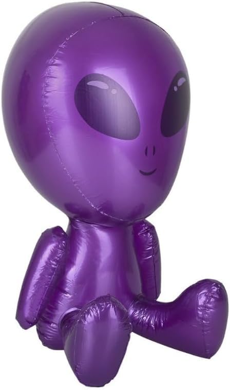 HAPPY DEALS ~ Galaxy Space Alien Inflate | 24 Inches | UFO Blow Up Decoration Toy Bright Colors (Purple)