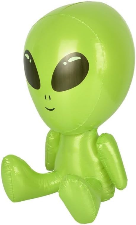 HAPPY DEALS ~ Galaxy Space Alien Inflate | 24 Inches | UFO Blow Up Decoration Toy Bright Colors (Green)