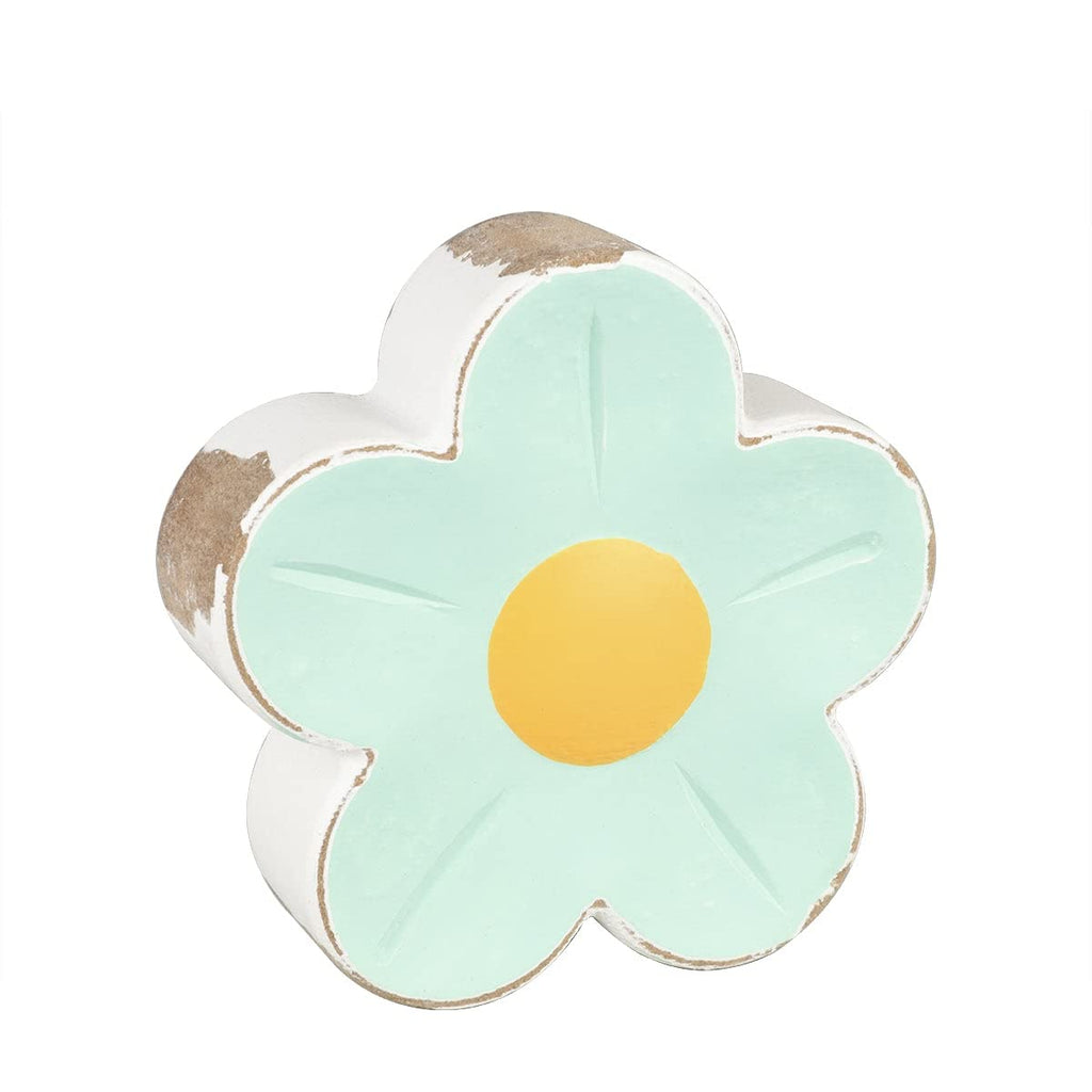 Collins Painting Distressed Wood Flower Petals Shelf Sitter (Mini, Blue Poppy)