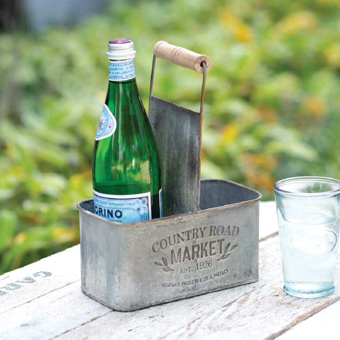 CTW Home Collection 440005 Divided Caddy with Wooden Handle