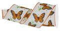 Butterfly Daisy Wired Edge Ribbon, 10 Yards 2.5 Inch