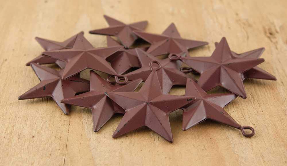 Rustic Metal Barn Star Ornaments | Rustic Country Christmas Tree Tin Ornaments | 2 inch |