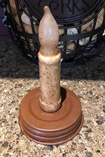 Rusty Mason Jar Lid Taper Candle Holder | 2 Pc Set |Stand Country Primitive Décor Set