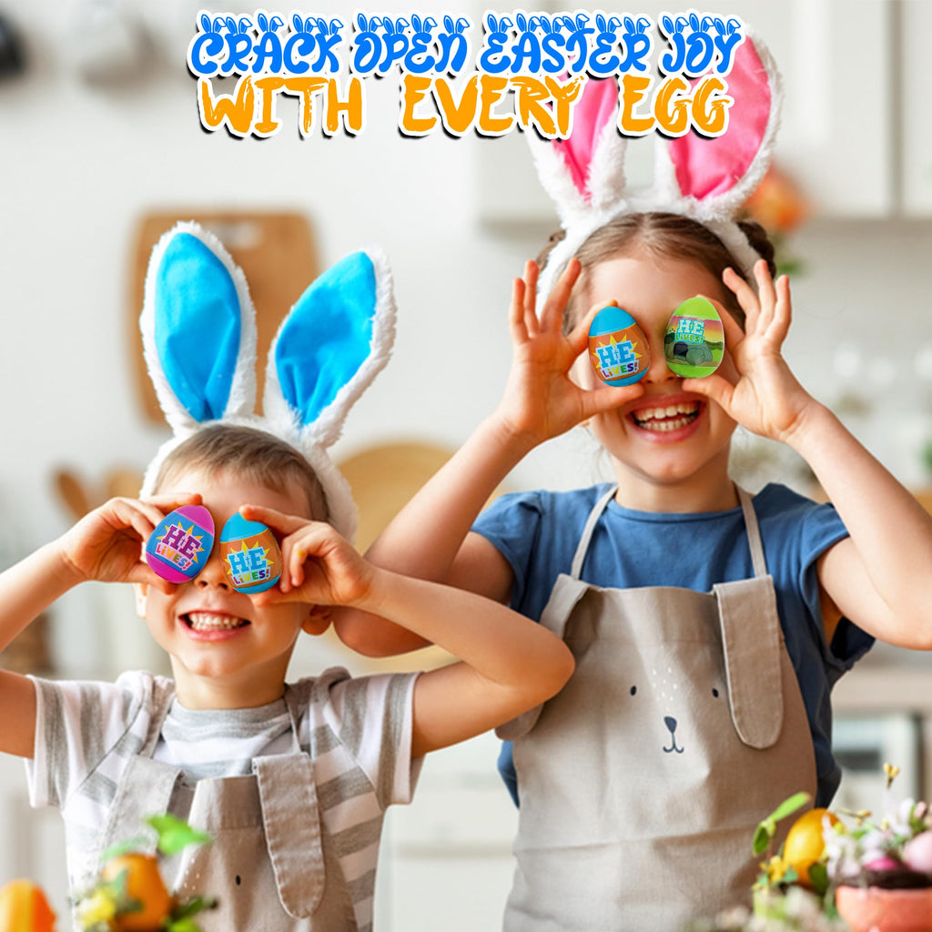 Fun Express Prefilled Easter Eggs 12 Pack - Christian Gifts for Kids with Religious Toys Inside | Easter Egg Fillers for Church Events, School & Easter Basket Stuffers | Faith Based Party Favors