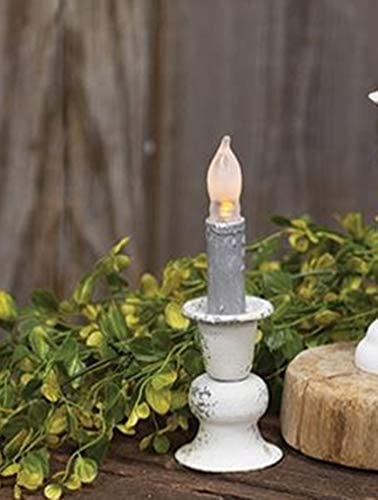 White Antiqued Candle Holders 5.5 inch