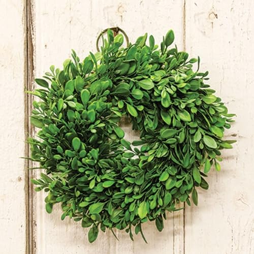 Boxwood Candle Ring Wreath, Green, 10 Inch Diameter with 3.5-4 Inch Center Opening, Artificial Greenery Centerpiece