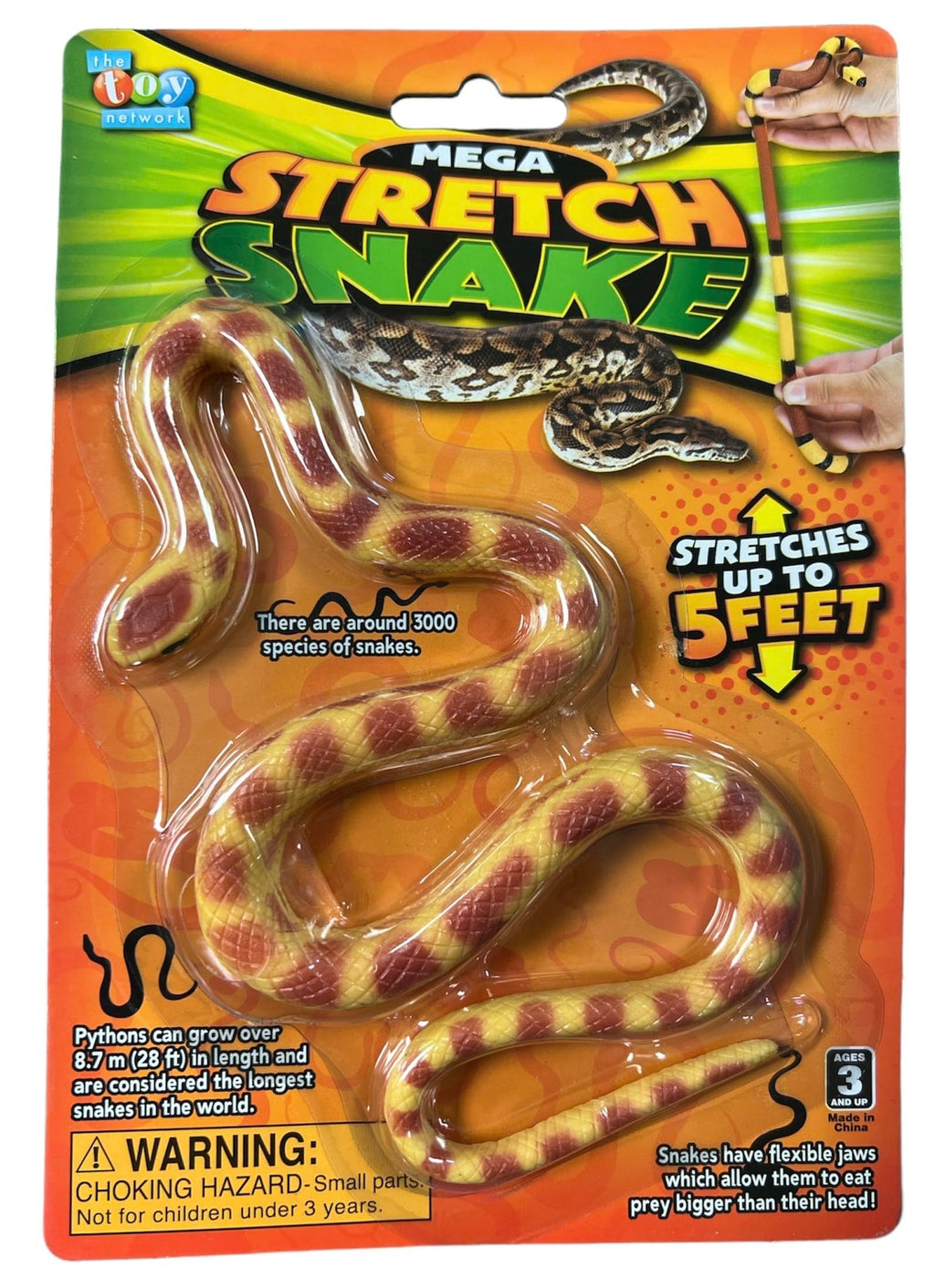 HAPPY DEALS ~ Stretch Fake Snake Toy 22 inches, Extends to 5 Feet