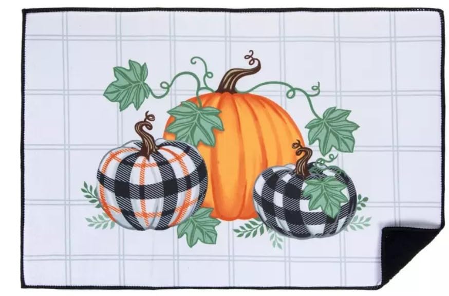 Dish Drying Mat - Pumpkin Design - Pumpkins Dish Drying Mat (14x21 Buffalo Check Pumpkin)