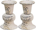 White Antiqued Candle Holders 5.5 inch