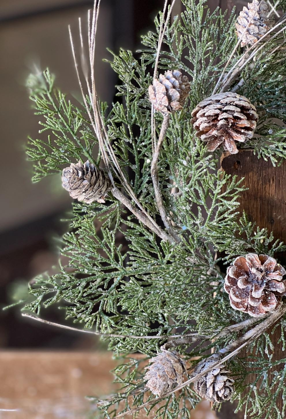 Birch Cedar Pinecone Candle Ring Set of 2 | 12 Inch - 3.5 Center | Farmhouse Winter Christmas Greenery Wreath