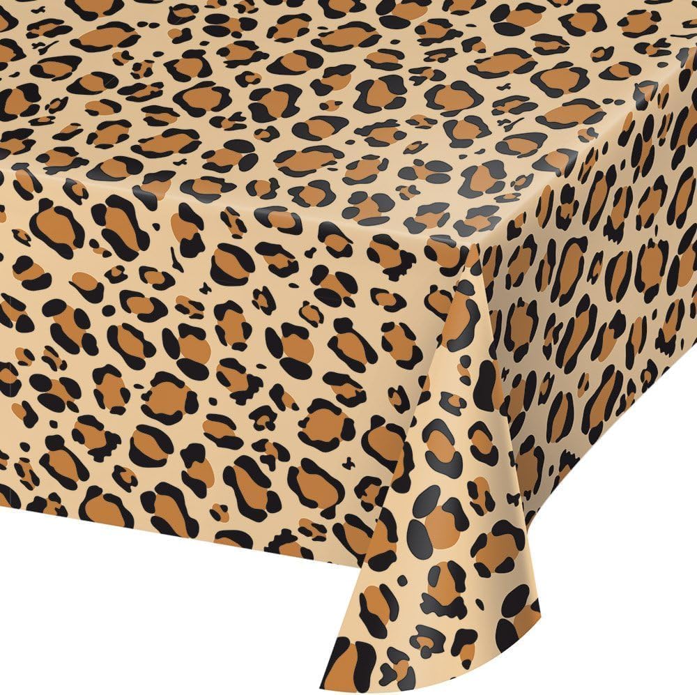 HAPPY DEALS ~ Leopard Animal Print Plastic Tablecloth, 54 x 108, (Leopard Print-1 PC)