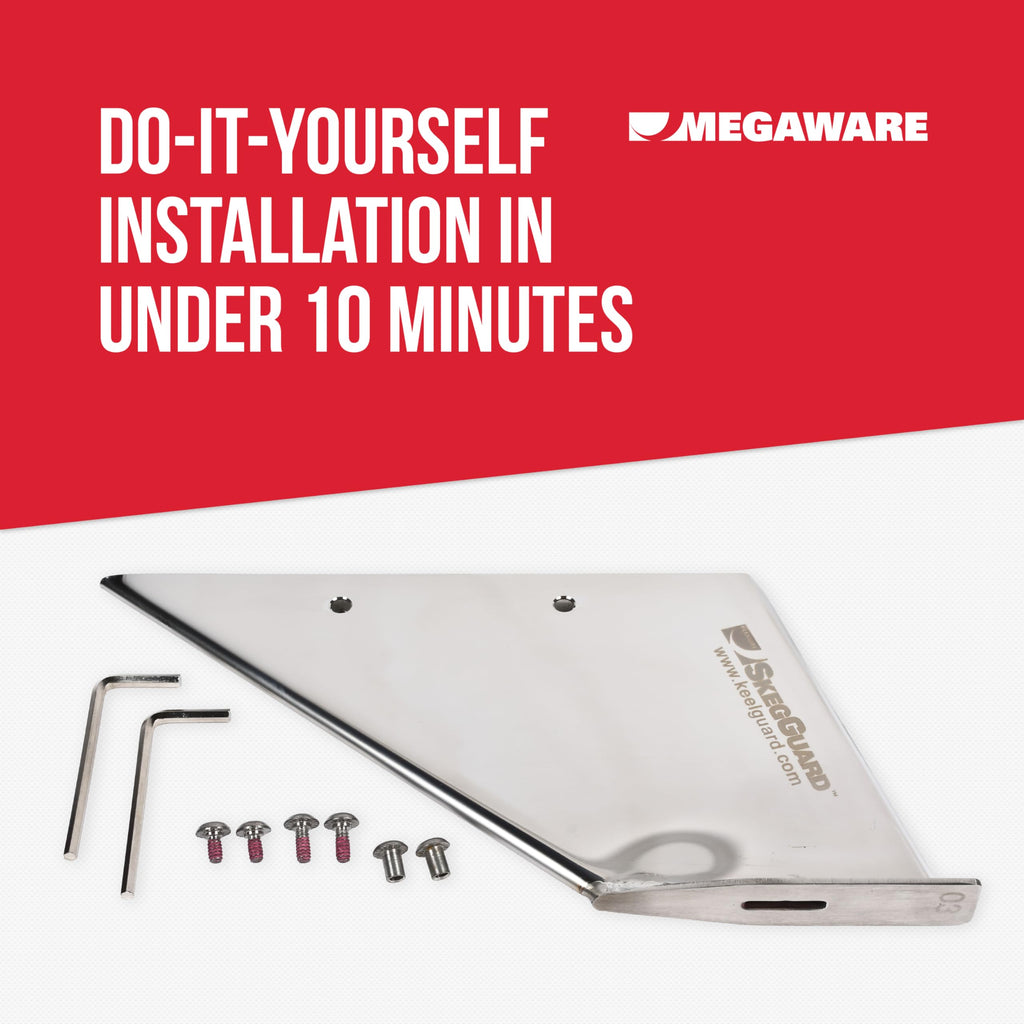 MEGAWARE KEELGUARD 27081 SKEGGUARD Fits OMC Suzuki Evinrude Outboard Motors (See Listing for Fitment Details) 316 Marine-Grade Stainless Steel Guard Protector with Drain, Prevents Skeg Damage, DIY