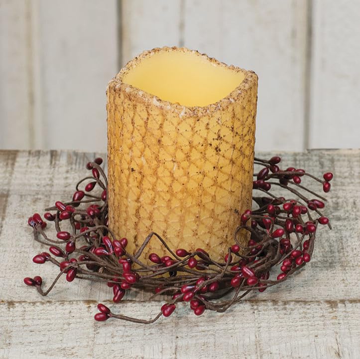 Burgundy Pip Candle Rings | 2 Pc | 3.5 inch Center | All Season pips Berries