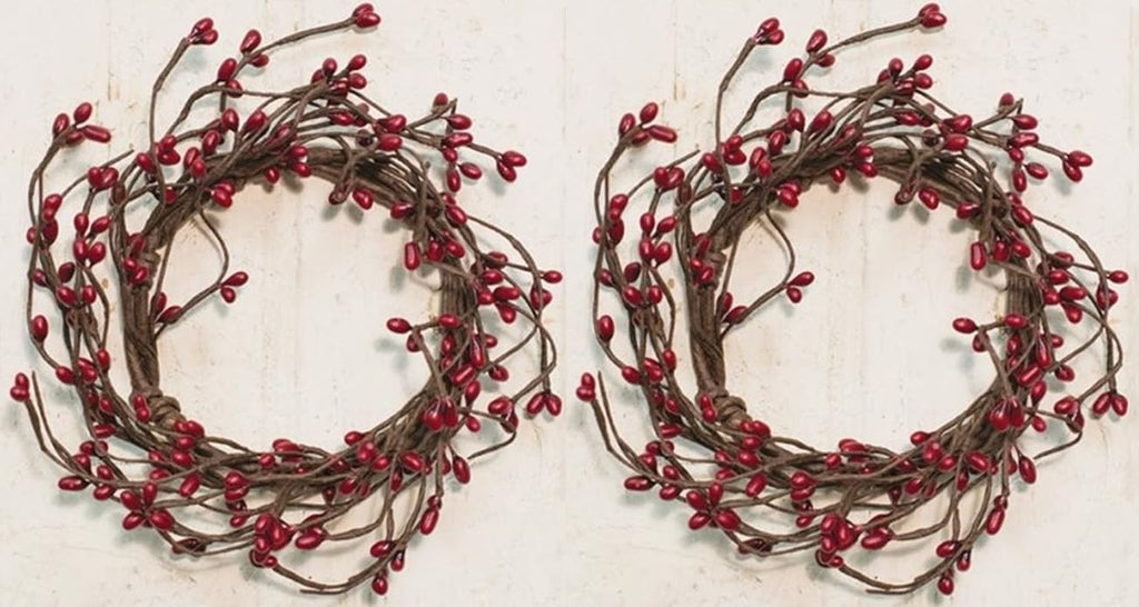 Burgundy Pip Candle Rings | 2 Pc | 3.5 inch Center | All Season pips Berries