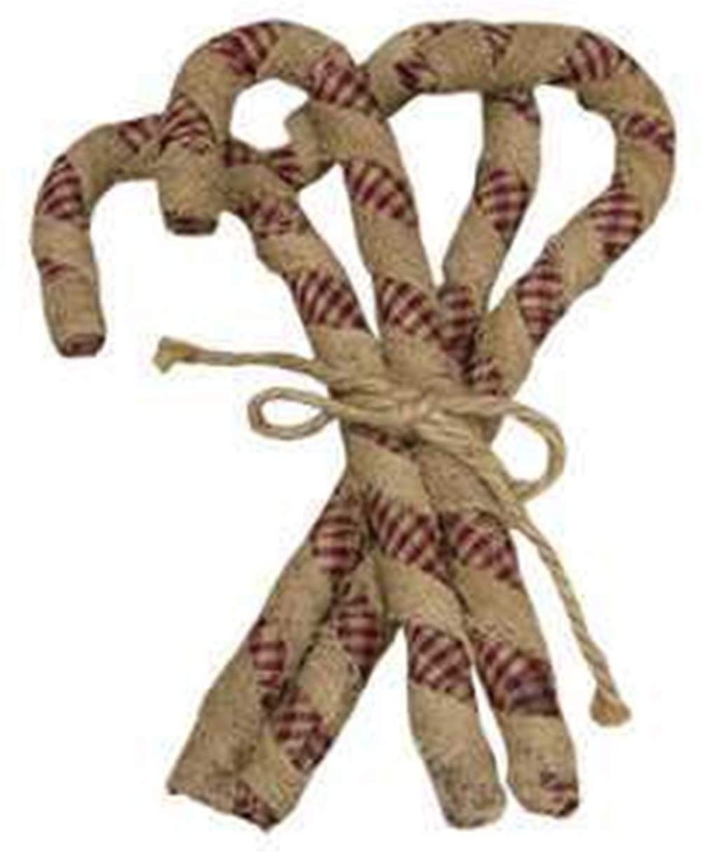 4 Candy Cane Ornaments Rustic Primitive
