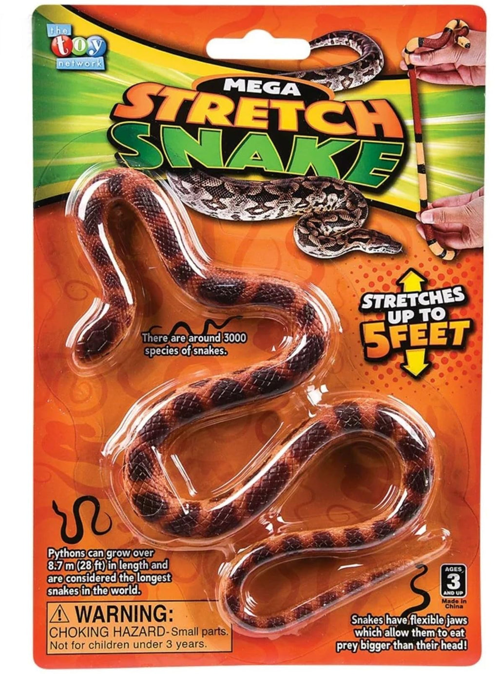 HAPPY DEALS ~ Stretch Fake Snake Toy 22 inches, Extends to 5 Feet