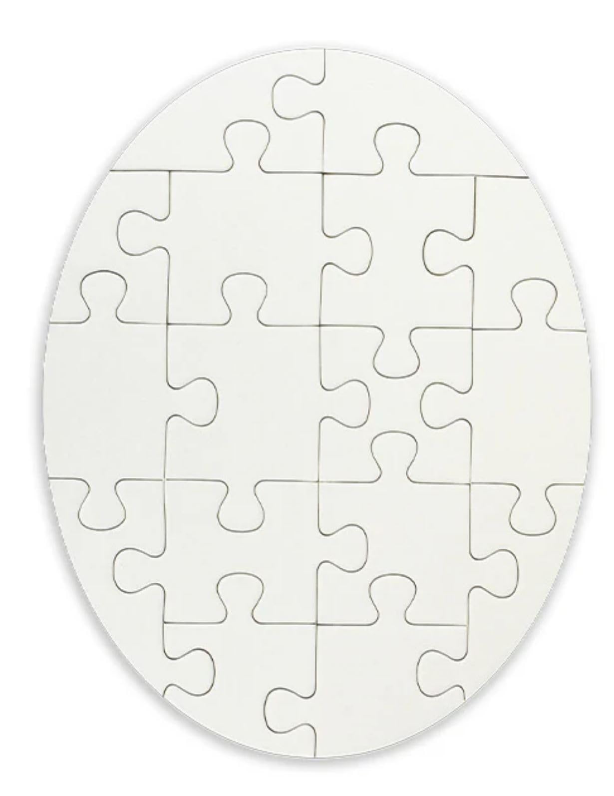 Blank White Cardboard Puzzle, 7 inch, 24 Pieces, Create Your Own Design