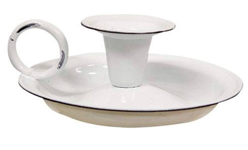 White Enamel Taper Candle Holders