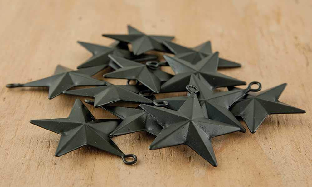 Rustic Metal Barn Star Ornaments | Rustic Country Christmas Tree Tin Ornaments | 2 inch |