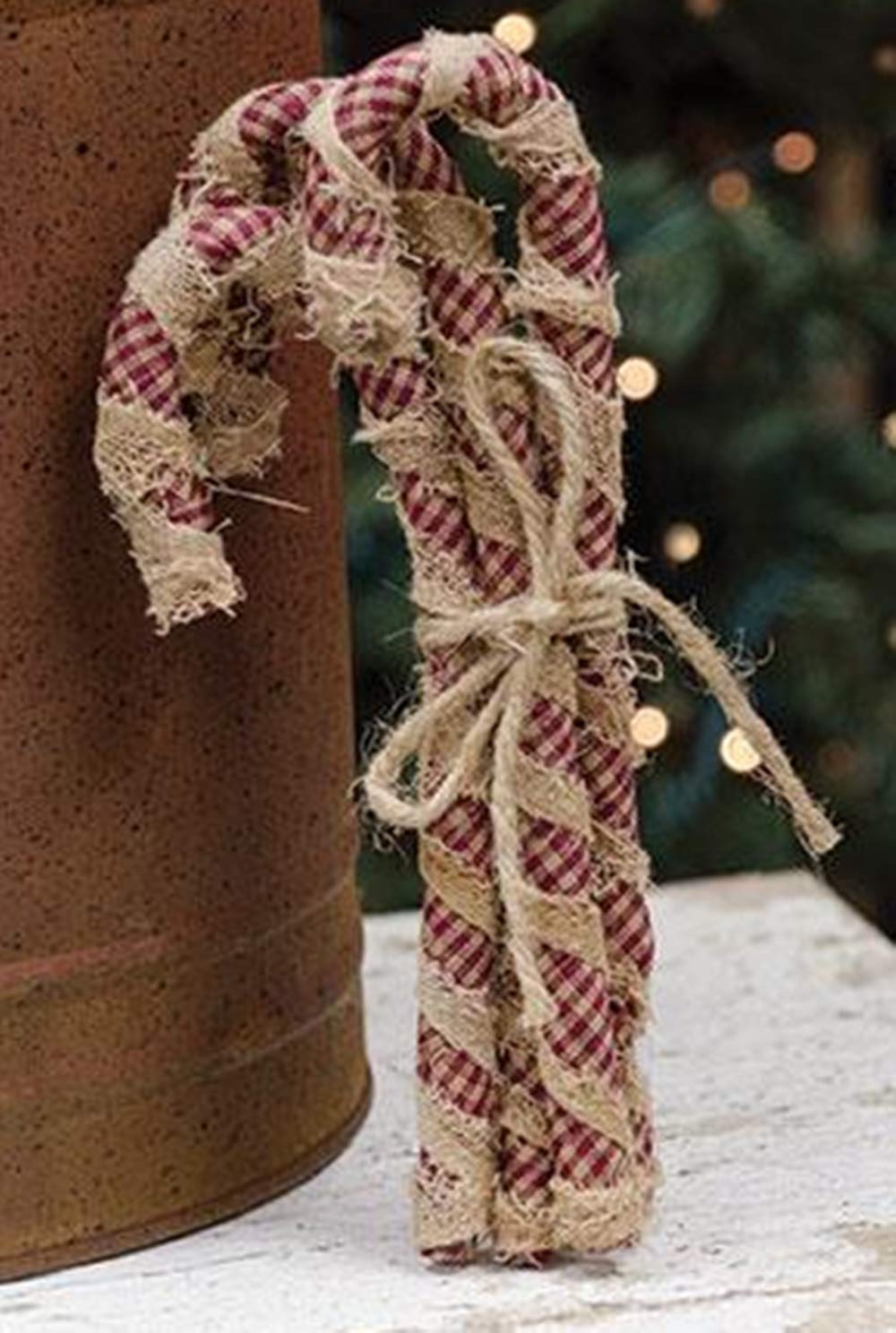 4 Candy Cane Ornaments Rustic Primitive