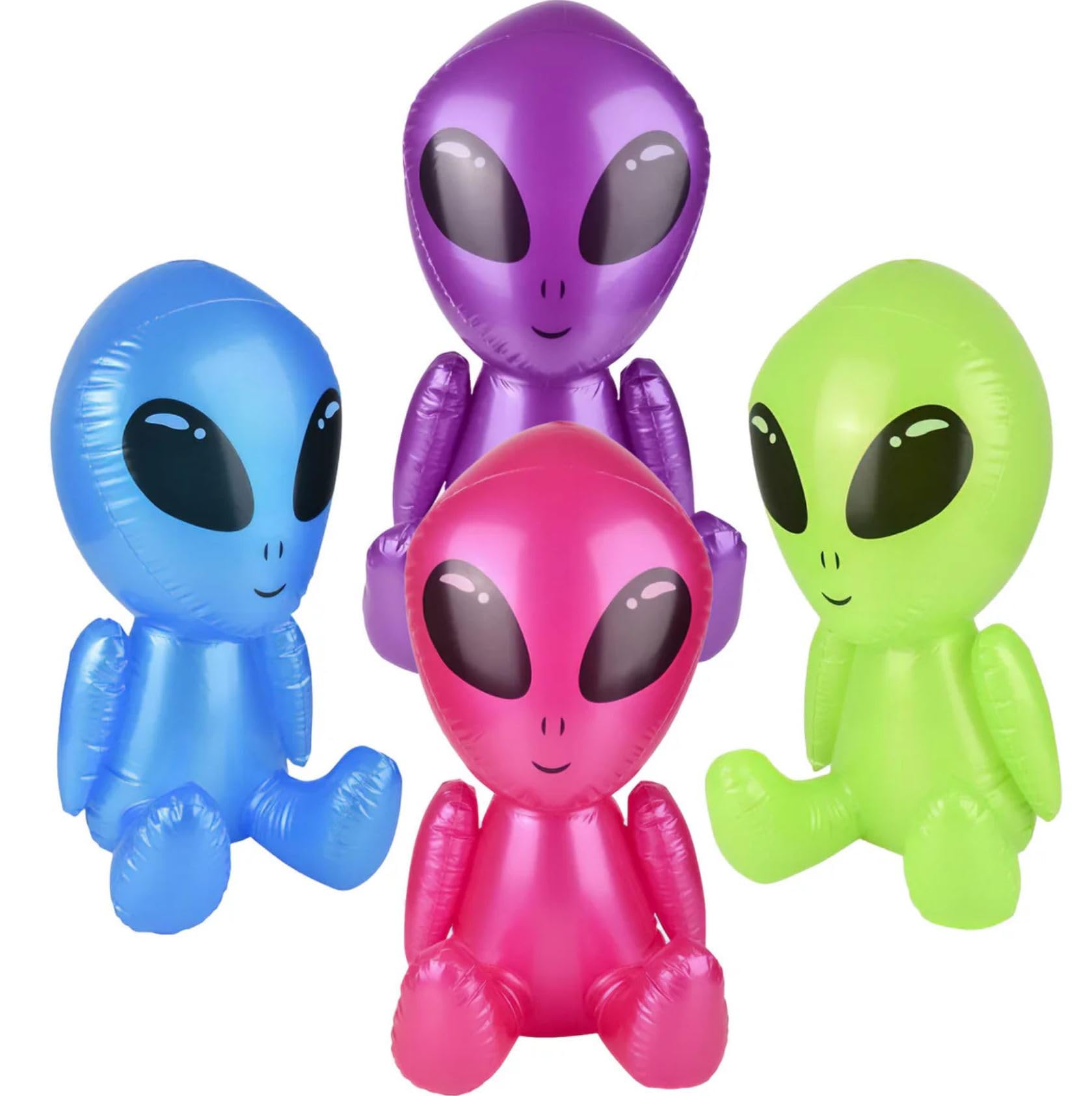 HAPPY DEALS ~ Galaxy Space Alien Inflate | 24 Inches | UFO Blow Up Decoration Toy Bright Colors (Purple)